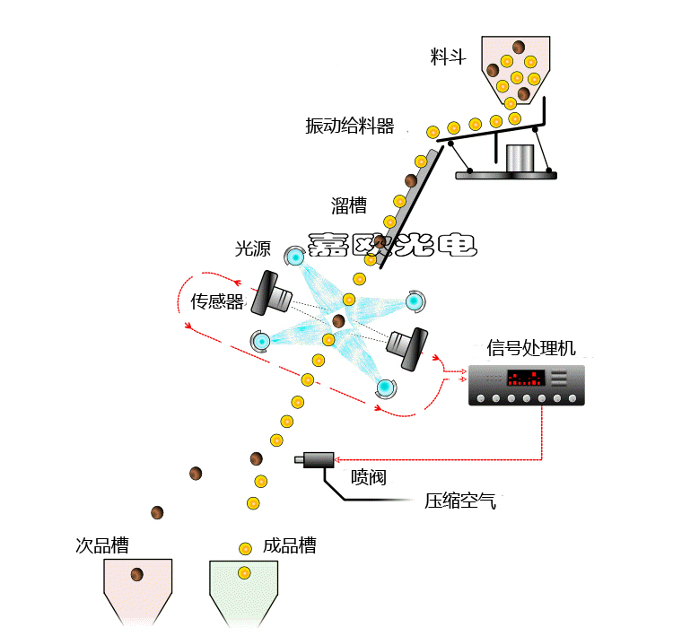 大米色選機(jī)工作原理